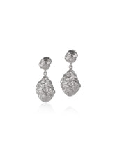 Load image into Gallery viewer, White gold Rough Drop Earrings secured with butterfly backs.