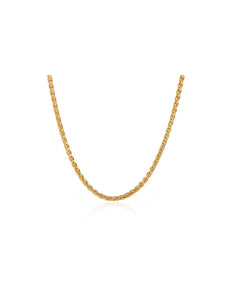 Yellow gold Wheat Link Chain measuring 2.5mm thick and 55cm