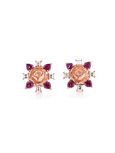 Load image into Gallery viewer, Rose Gold Rose Cluster Earrings