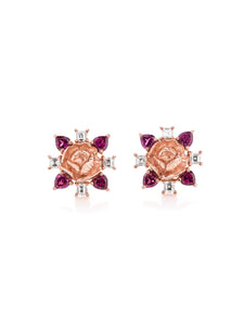Rose Gold Rose Cluster Earrings