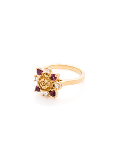 Yellow Gold Rose Cluster Ring 
