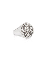 Load image into Gallery viewer, White Gold Fleur de lis Signet Ring