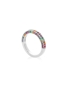 White Gold Rainbow Stacker Ring