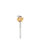 Load image into Gallery viewer, Yellow and White Gold Bee Stacker Ring with White Diamonds