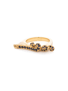 Yellow Gold Sapphire Wave Ring