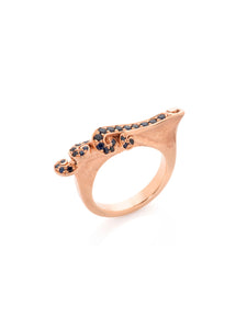 Rose Gold Sapphire Wave Ring