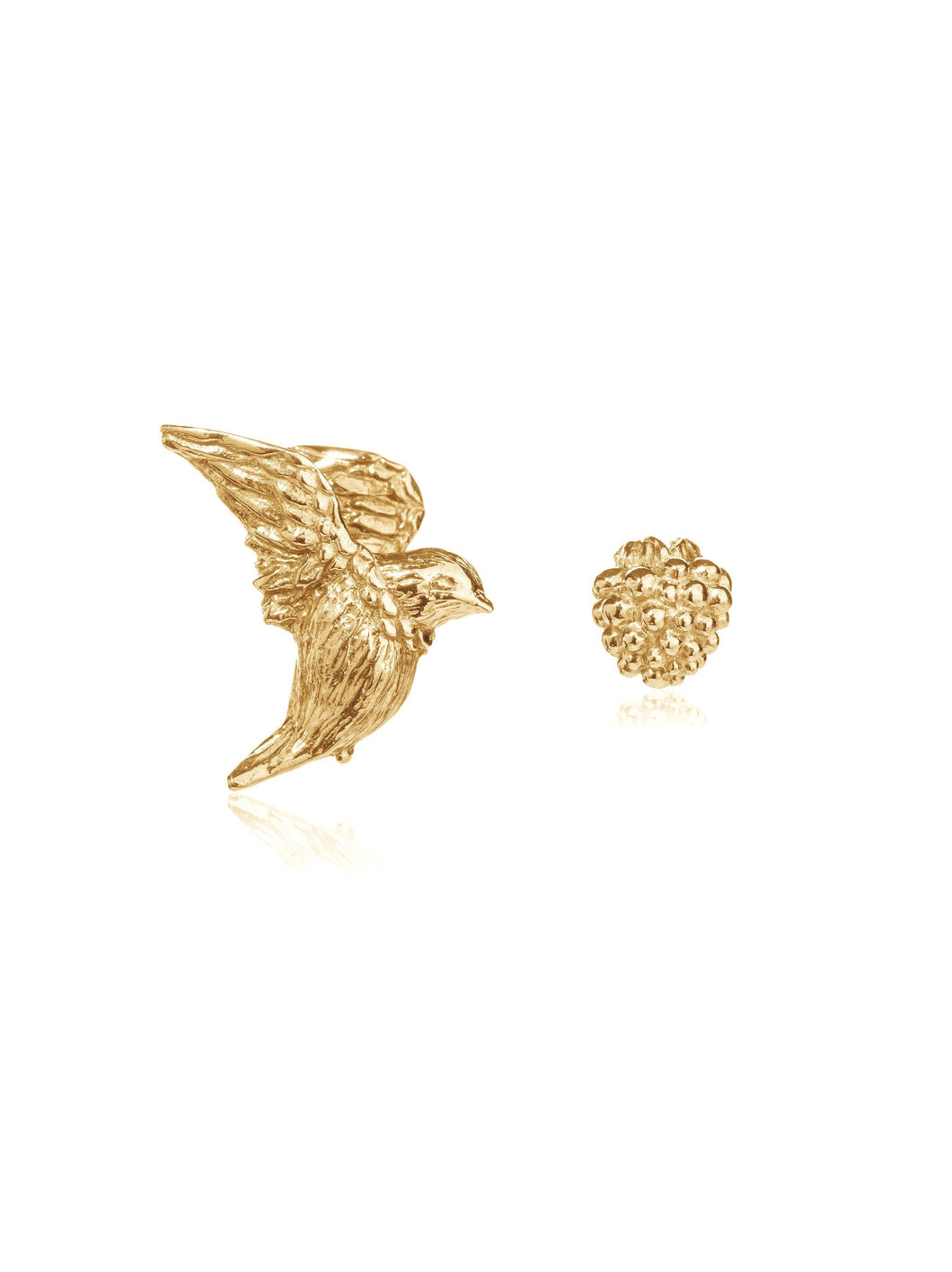Yellow Gold Bird and Berry Studs