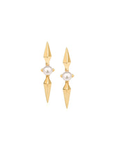 Load image into Gallery viewer, Yellow Gold Pearl Spike Earrings 