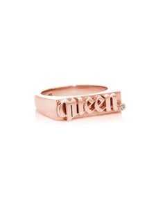 Rose Gold Queen Stacker Ring with White Diamond