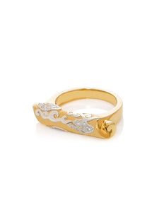 Yellow Gold Cloud Stacker with White Diamonds