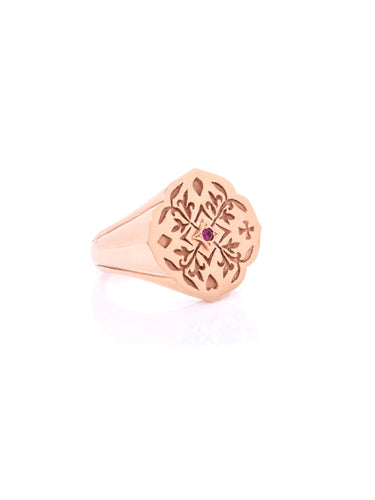 Rose Gold Fleur de lis Signet Ring