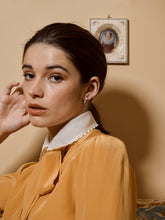 Load image into Gallery viewer, Model wearing Pearl Spike Earring with White Diamonds