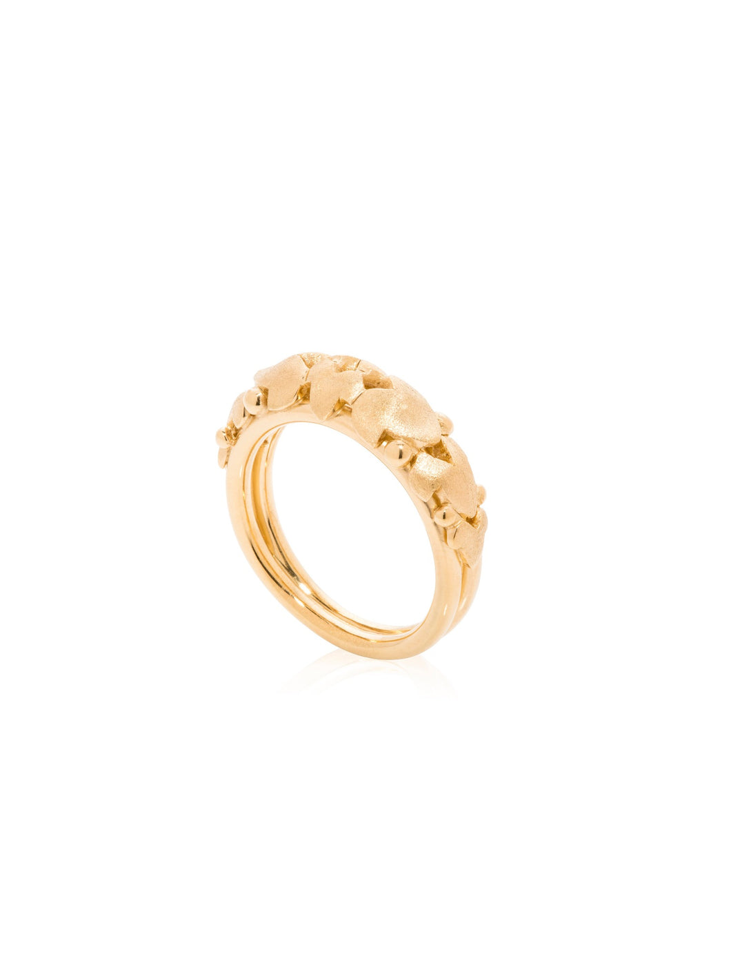 Yellow Gold Grape Vine Stacker Ring 